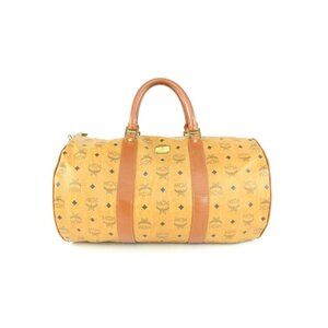 MCM Large Cognac Monogram Visetos Boston Duffle Bag 107m41